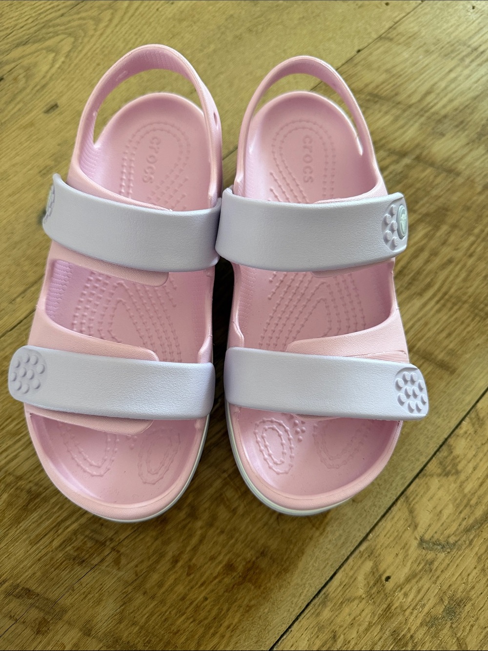 CROCS Kids Pink and White Dual-Strap Sandals